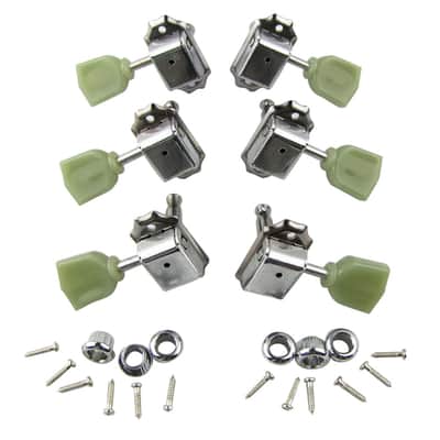 Musiclily 3+3 Deluxe Vintage Guitar Tuning Pegs Keys Machines Heads Tuners Kluson Style,Chrome image 1