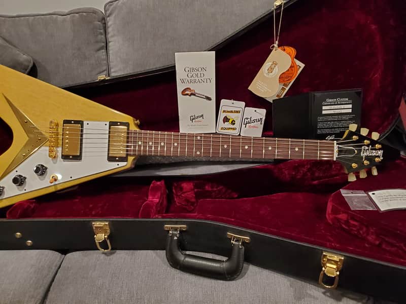 Gibson Custom Shop Flying V 59 Reissue T.V. Yellow W/ OHSC & COA image 1