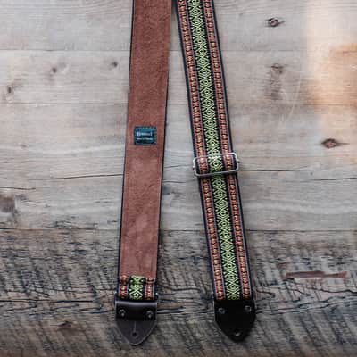 Vintage Red 60s/70s Hippie Guitar Strap / Real Suede Backing / Handmade in the UK image 2
