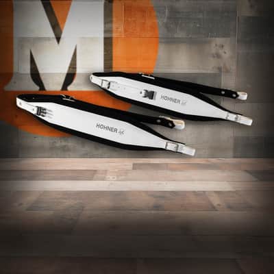 Hohner 44 In. x 4 In. Leather & Velvet Accordion Straps X-Large w/ Back Strap (ACC17-WHT/BLK) image 1