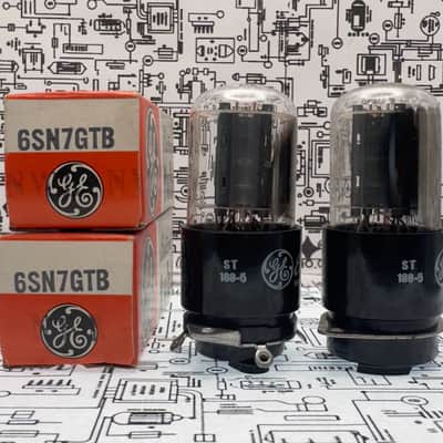 GE 6SN7GTB NOS Matched Pair Side O-Getter 1950s Tested image 1