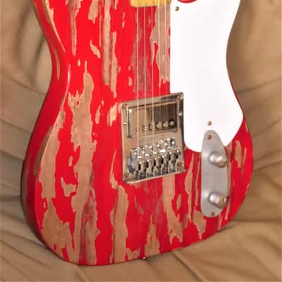 DY Guitars Billy Gibbons red Peeler relic tele body PRE-BUILD ORDER image 3