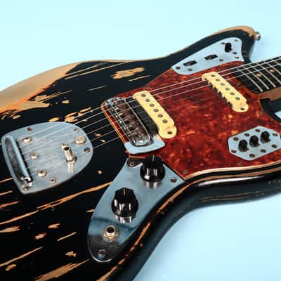 1963 Vintage Fender Jaguar Black Relic Electric Guitar image 8