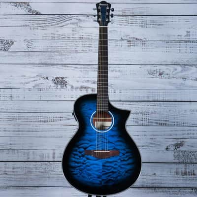 *DEMO* Ibanez AEWC16QA Acoustic Guitar | Transparent Blue Sunburst image 3