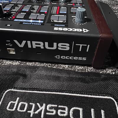 Access Virus TI Desktop Digital Synthesizer 2005 - Black W/ CUSTOM amp Cover, all accessories (OG Rack ears!) Original box, extra set of Chroma Caps Knobs image 12