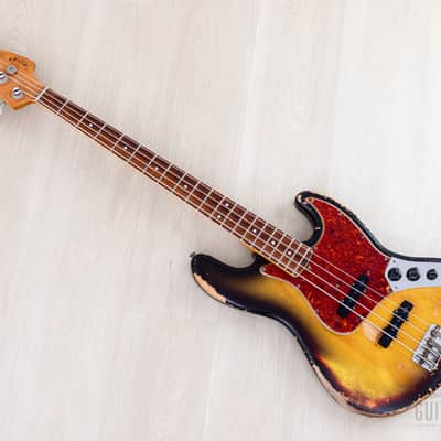 1966 Fender Jazz Bass Sunburst Padauk Fretboard Binding + Dots w/ Case image 12