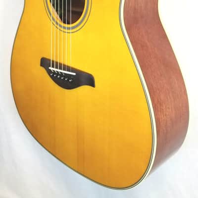 Yamaha FG-TA TransAcoustic Dreadnaught Guitar; Solid Spruce Top, Mahogany B/S, Vintage Tint image 2