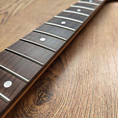 Stratocaster Compatible Pro Roasted Flame Maple and Rosewood Guitar Neck Unfinished Paddle Headstock image 5
