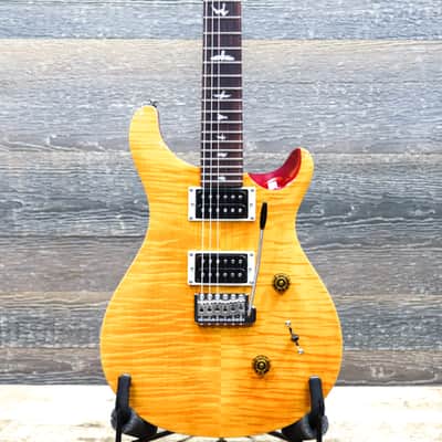 PRS SE Custom 24 Santana Yellow Flame Maple Veneer Top Electric Guitar w/Bag image 1
