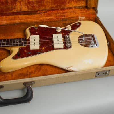 Fender Jazzmaster Solid Body Electric Guitar (1960), ser. #58205, original white Tolex hard shell case. image 12