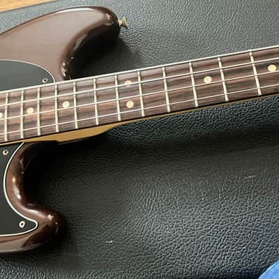 1975 Fender Mustang Bass & hard case - Transparent Walnut - Clean! image 8