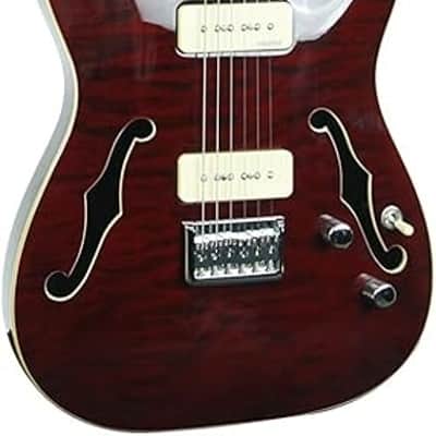 Solid Top Semi Hollow Body Electric Guitar, Trans Red image 3