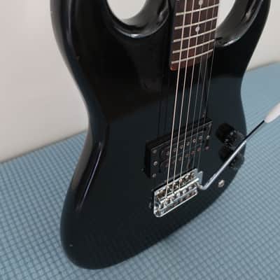 Vintage 1980s 1990s Memphis Teisco K Mart Brand Mini Black Metal Head Shredder Travel Kids Guitar Youth Junior 3/4 Travel Office Tour Bus Backstage Warm Up Guitar Loud Punchy Tone Fun! image 3