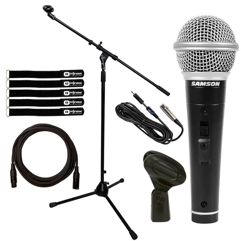 Handheld Dynamic Vocal Microphone w XLR 1/4" Cable Clip On/Off Switch & Stand image 1