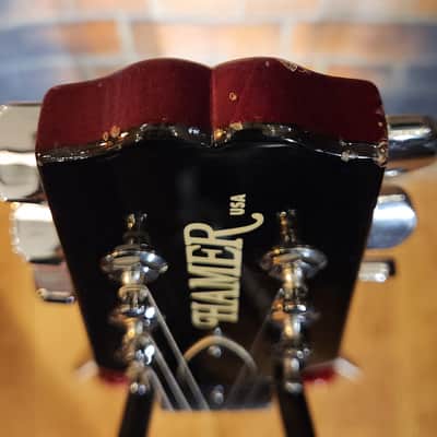 USA Hamer 1997 Studio Archtop Maple Flame Carved Top Cherry Sunburst And Hamer Hard Case image 7