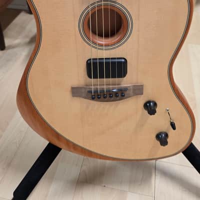 Fender American Acoustasonic Jazzmaster BRAND NEW Natural Mahogany Sitka Spruce Top Semi-Hollow Body USA Fishman Piezo Tim Shaw Shawbucker Humbucker Pickup Acoustic-Electric Guitar image 10