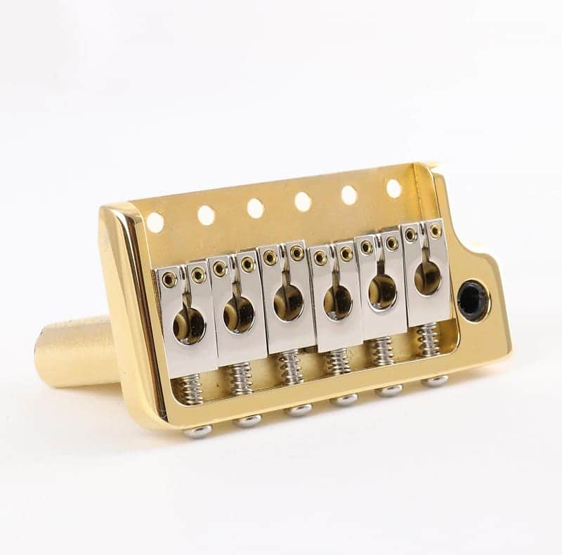 MannMade USA Tremolo Bridge - Gold Hybrid/Polished Saddles - fits PRS style guitars image 1