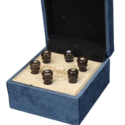Taylor Water Buffalo Horn Bone Bridge Pin Set-Brown with White Opal image 2
