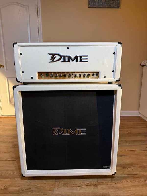 Dime D100 White Half Stack w/ D412 Eminence 4x12 Cabinet – Extremely Rare Dimebag Darrell Signature Amp image 1