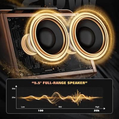Crush20 Acoustic Guitar Amp, 20W Mic/Guitar Amplifier with Reverb, 2-Band EQ, Rechargeable 8H Battery Life, Advanced Dual-chip Wireless Portable Speaker for 6.35mm Microphone/Acoustic Guitars image 3