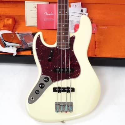 2023 Fender American Vintage II 1966 Reissue Jazz Bass Left Handed - Olympic White with Matching Headstock - Case, Paperwork, and COA image 1