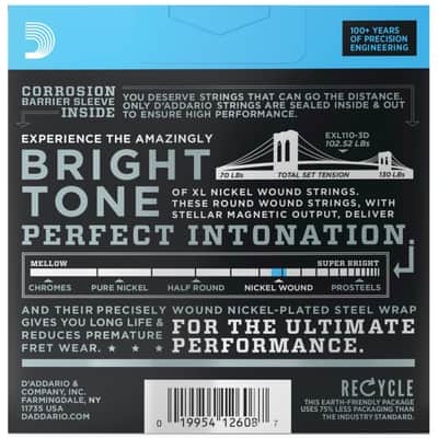 D'Addario EXL110-3D XL Nickel Wound Electric Guitar Strings, 10-46 Regular Light, 3-Pack image 4