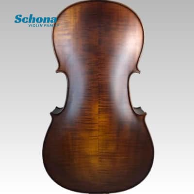 SCHONA SC-02ME Matte Entry Level Tiger Grain Maple Back/Sides Spruce Top Handmade Cello 4/4 Size Exam Practice Solo Performance image 5