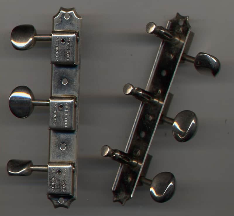 Vintage 1970's Gibson Deluxe (Kluson) 3x3 Strip Guitar Tuners NICKEL EXC image 1