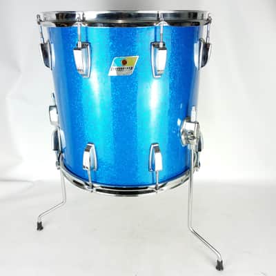 Ludwig 14x14 Foor Tom Drum Blue Sparkle Vintage 70s 3Ply Maple Jazzette/Downbeat image 1