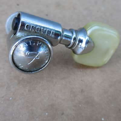 Single 1960s 1967 Grover Fender F USA Pat Pending Guitar Tuner Pearloid Button image 2