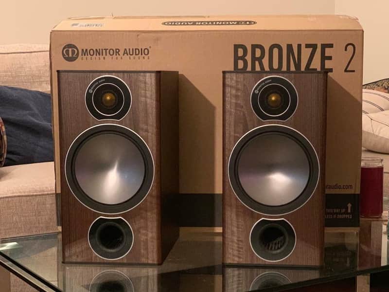 Rare Monitor Audio Bronze 2, Walnut w/ optional dustcovers, Box, Manual, Mint! $449 shipped! image 1