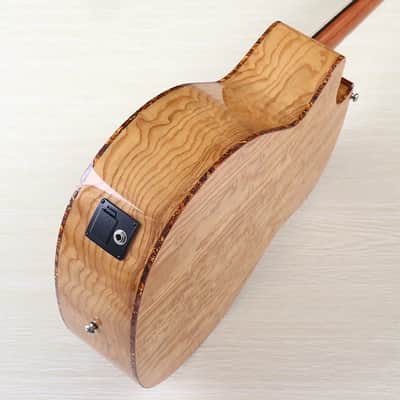 4 String Acoustic Electric Bass, Laminated Ash Wood Top Body, Okoume Neck image 7