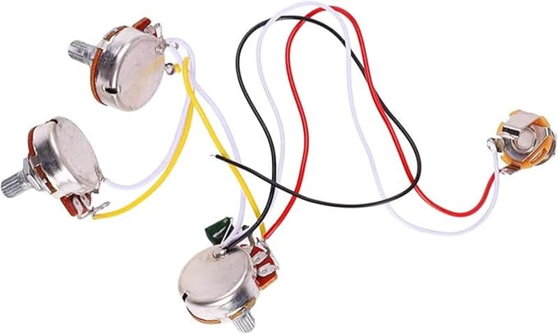 Bass Wiring Harness, 1 Volume 2 Tone 250K Pots Switch Wiring Harness Prewired Kits For Bass/Electric Guitar Parts image 1