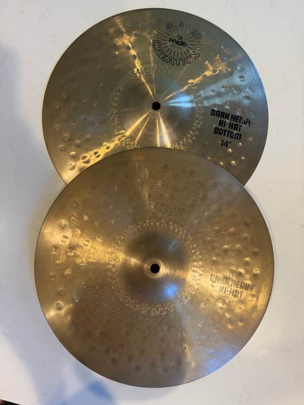 Paiste Sound Creation 14" Dark Heavy Hi Hats Matched Pair 1985 image 1