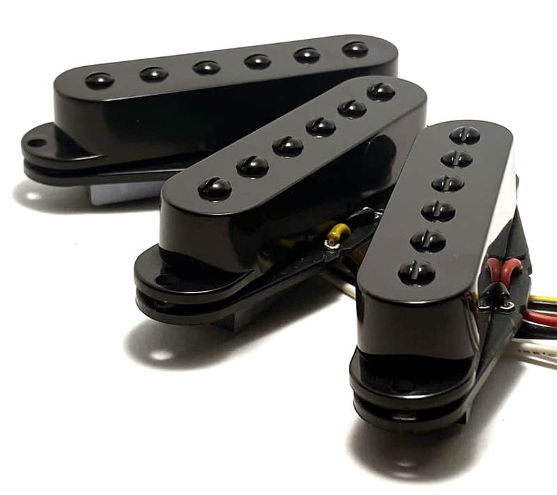 Dragonfire Cane Singles SSS Pickup Set ~ Modern Ceramic Power Strat Bridge+Middle+Neck Pickups, Black image 1