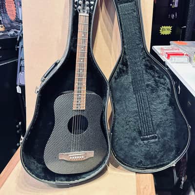 KLOS Carbon Fiber Travel Acoustic Guitar w/ Padded Case – Black – Used image 25