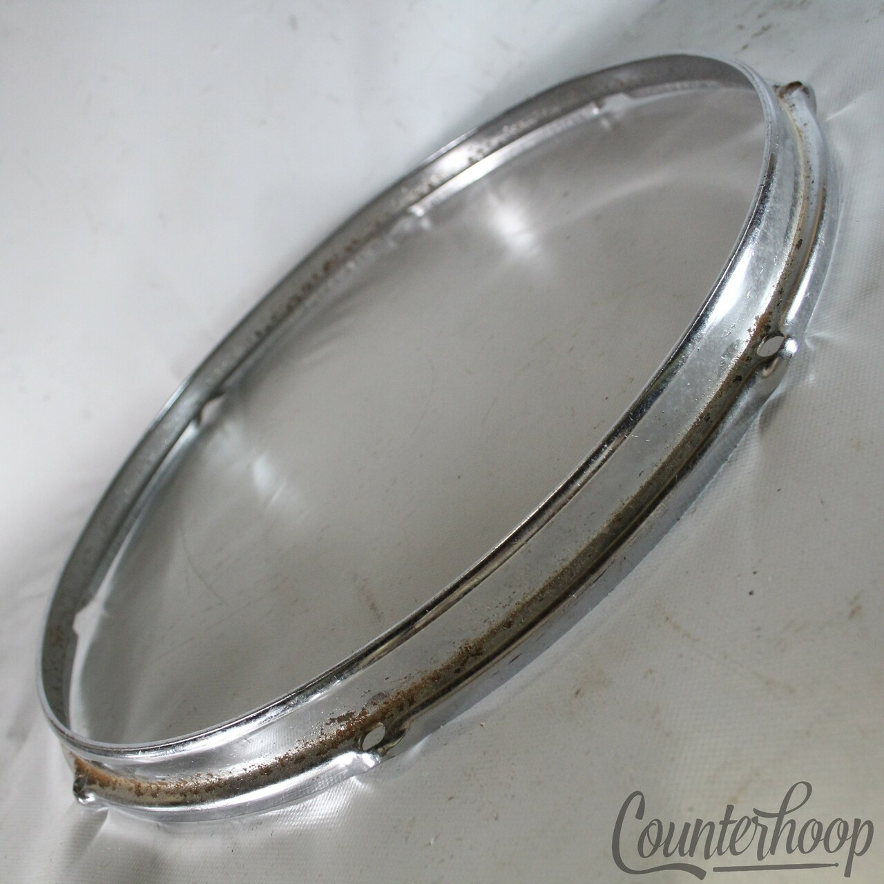 Slingerland 15" Snare/Tom Drum Batter Rim/Hoop Stick-Saver 8-Lug Chrome Vintage — main photograph