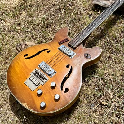 Vintage Harmony H-27 Mid 60’s Bass Guitar - Sunburst Flame Top image 11