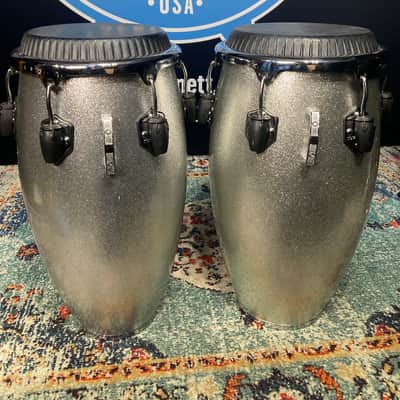 Toca - Custom Deluxe Fiberglass Conga and Tumba - Silver Sparkle image 10