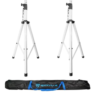 (2) Rockville White 12" PA DJ Speaker Covers+Scrims+Stands+Lights+Event Facade image 2