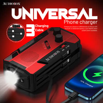 Emergency Radio with Power Bank – NOAA Weather Alert, Solar/Crank/USB Charging, LED Flashlight, AM/FM/WB image 3