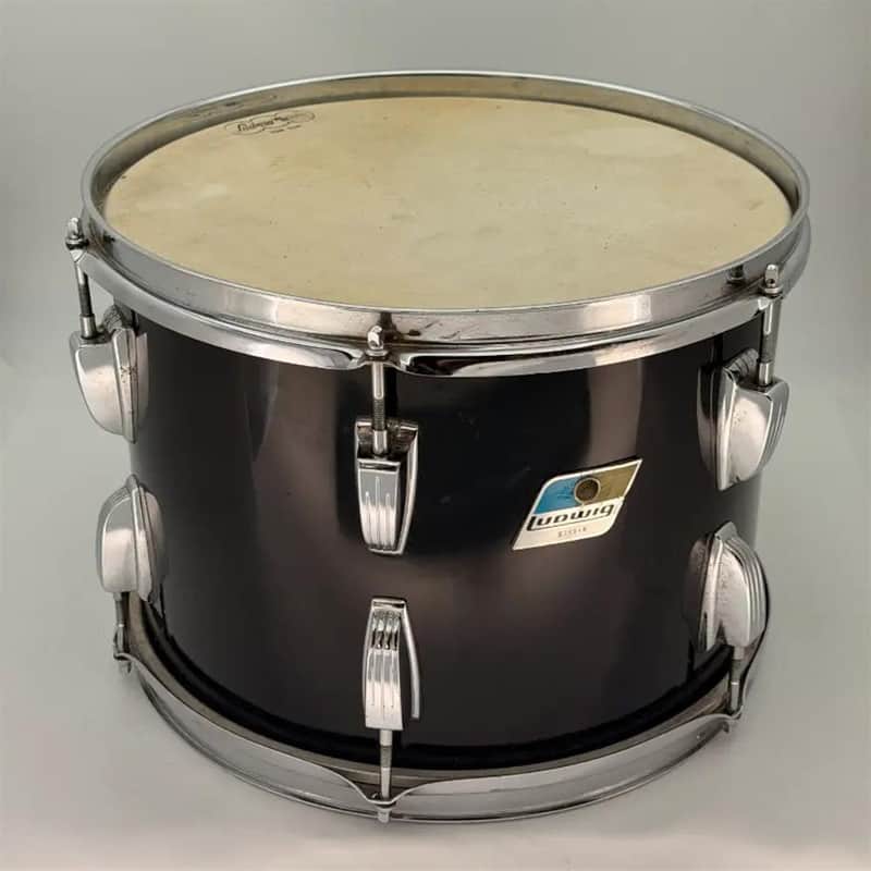 Used Vintage Ludwig 3-Ply Tom 13x9 Black w/White Interior - Fair image 1