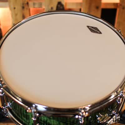Craviotto 6x14 Private Reserve Curly Maple Ebonized Green Lacquer Snare Drum image 4