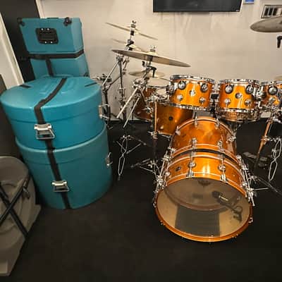 DW Collector’s Series Custom 2001 - Tangerine Halo Flake with Hardware and Hard Shell Cases image 1
