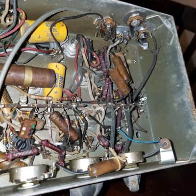 Webster Electric Rare Early Mono Tube PA Amp Mixer 1/4" phone inputs 25 Watt head 6L6 82-25 1950s - Hammered Grey metallic paint image 21