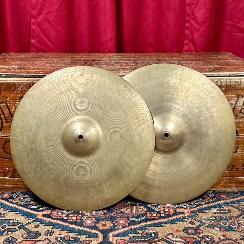 14" Zildjian A 1940s-1950s Trans Stamp Hi-Hat Cymbal Pair 762g/788g *Video Demo* image 1