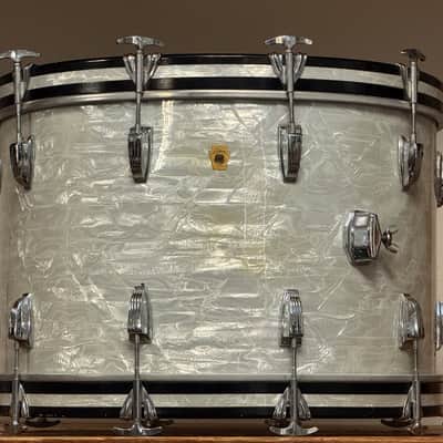 1960's Ludwig 22" White Marine Pearl 14x22 Virgin Bass Drum image 2