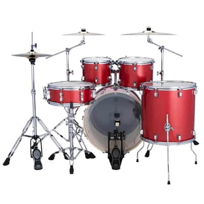 Ludwig Evolution 5pc Complete Drum Set (22"BD) & Paiste Cymbals Crimson Sparkle image 2