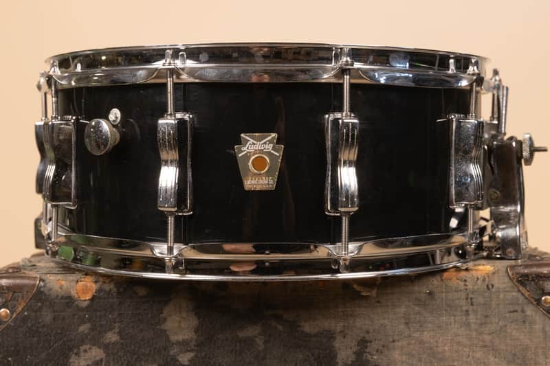 1980s Ludwig 5x14 Rock/Concert Black Cortex Snare Drum image 1
