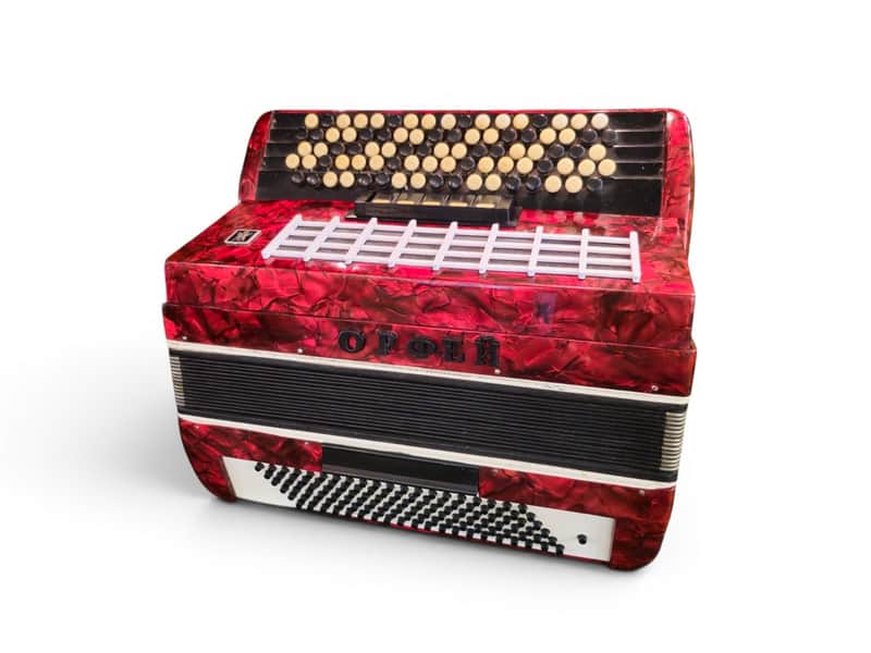 Orpheus 5 Row Chromatic Button Bayan Accordion B-System Kiev Ukraine 1990s 87 Buttons 120 Bass image 1